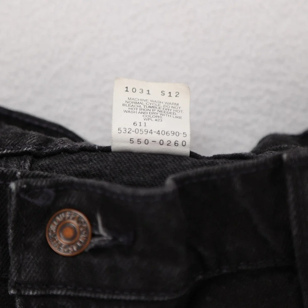 Levis 550 Relaxed Fit‎ Tapered Leg Black Jeans Mens 41x32 Made in USA Vintage